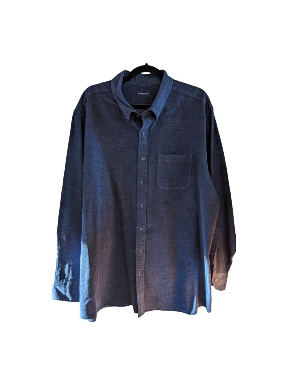 Proper Cloth Navy Cotton Lightweight Corduroy Button Down Shirt Size 3X EUC